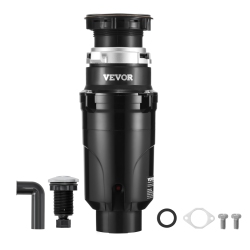 VEVOR 1/2HP Garbage Disposal, 3450Rpm Continuous Feed Food Waste Disposer, Ez Connect Food Waste Grinding System \w Power Cord & Splash Guard For