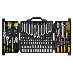 VEVOR 207-Piece Mechanics Tool Set, 1/4" 3/8" 1/2" Drive Sockets, Sae/metric \w Bits, Wrenches, Ratchet Handle, Accessories, And Plastic Storage