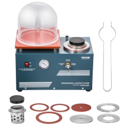 VEVOR 290W Vacuum Investing Casting Machine, \w 3 Cfm Pump And Bell Jar, Convenient Oil Injection Port, Precision Pressure Gauge, 11 X 11 In