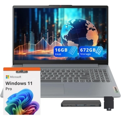 LENOVO Ideapad Slim 3 15.6" Fhd Display Laptop, 2.16Tb Storage (2Tb SSD + 160GB Docking Station Set), 16GB Ram, Amd Ryzen 5 5625U, Amd Radeon