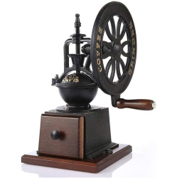 CHSSHA00 Coffee Grinders Manual Coffee Grinder Classic Vintage Style Manual Hand Grinder Coffee Mill Retro Big Wheel Household Travel Office Kitchen