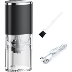 CHSSHA00 Electronic Automatic Coffee Maker, Rechargeable Grinding Machine, Dual Mode, Mini Milling Tool, Adjustable Coarseness Grinder In Black