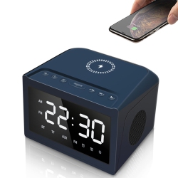 THE WAY Large Screen Wireless Charging Speaker Large Screen Clock Alarm Clock Bluetooth Audio Desktop Multi-Function Wireless Speaker 15W-Black
