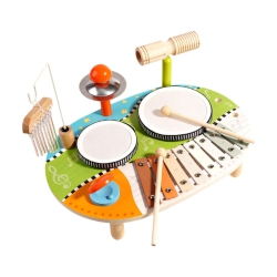 GREEN SCENIC Wind Chime Drum Set | Wooden Music Set | 5-In-1 Children's Drum Set | Music Learning Toys | Develop Rhythm And Motor Skills | Perfect