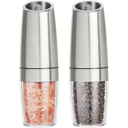 GREEN SCENIC Home Pepper Grinder Electric Pepper Grinder Gravity Pepper Grinder Adjustable Coarseness, Battery Powered, Stainless Steel - 2 Pack