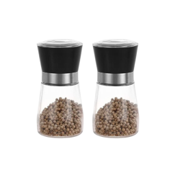 GREEN SCENIC Salt And Pepper Grinder Set, Adjustable Spice Ceramic Grinder, Grinder for Kitchen Table, Glass Body - 2 Piece Grinder