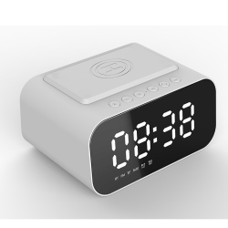 THE WAY 5-In-1 Bt510 Led Clock Wireless Bluetooth Speaker Sunrise Alarm Clock With Fm Radio Multi-Function Desktop Wireless Charger - In White