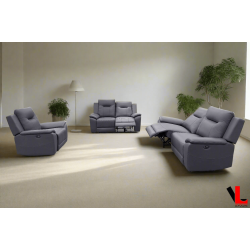 LEVOLUXE Avante 3 Piece Power Reclining Sofa, Loveseat And Chair In Jaxxon Steel