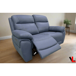 LEVOLUXE Regent 62" Jaxxon Power Reclining 2 Seater Loveseat With Power Headrests In Blue