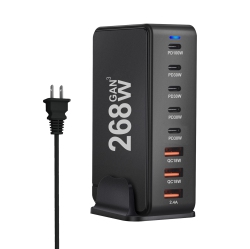 THE WAY 268W Gan Desktop Charger Multi-Port Desktop Charging Station Phone Tablet Charger 5C3A Pd Fast Charging New Height, Single Port Support Pd3.0