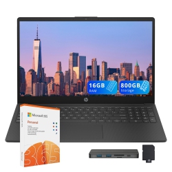 HP 15.6" Fhd Ips Laptop, Intel 7 150U, 800GB Storage (512GB SSD+288GB Docking Station Set), 16GB Ram, Intel Graphics, Numeric Keypad, 1 Year Office