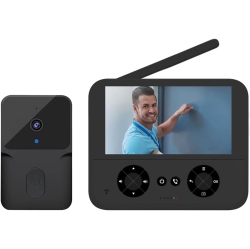 CHSSHA00 Wireless Video Doorbell Camera – 4.3" Ips HD Screen, Night Vision, Two-Way Audio, Auto Photo/video Recording, No Subscription
