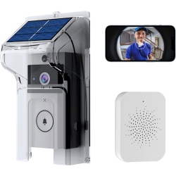 CHSSHA00 1080P Smart Wireless Video Doorbell \w Chime, Solar Rain Cover, Two-Way Talk, Rechargeable Battery, Night Vision, Real-Time Alerts