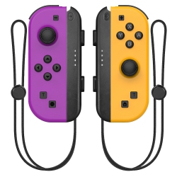 THE WAY Switch Wireless Bluetooth Controller Joycon Left And Right Handles With Hand Strap With Sleep Wake-Up Function - Purple In Yellow