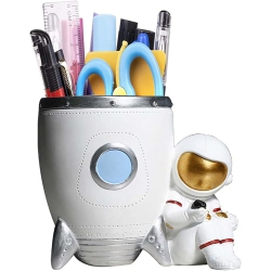 CHSSHA00 Astronaut Pen Holder Stand for Desk Pencil Holder, Spaceman Resin Desk Organizer Decorative Accessories Ideal Gift for Office Decor
