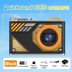 THE WAY HD Dual-Camera Selfie Vlog Retro Camera Student Campus Entry Ccd Quicksand Pocket Mini Digital Camera-Black + 32GB + Card Reader + Android
