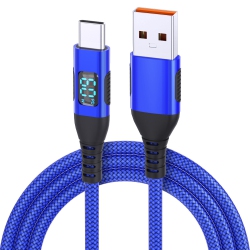 THE WAY USB Typec Fast Charging Data Cable for Lg Apple Htc Samsung Galaxy Sony Led Digital Display-A-C Digital Display 60W 3 Meters In Blue