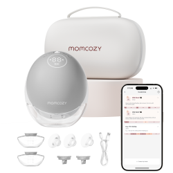 MOMCOZY Breast Pump Hands Free Upgraded Mobile Flow | M9, App Discreet Control With Personalized Multi-Modes & 15 Levels, Wearable Breast Pump 24Mm