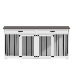 FAMAPY Modern Wooden Indoor Dog Crate – Stylish Multi-Purpose Pet Furniture for Multiple Pets, \w Secure Doors, Ample Ventilation, And Easy-Clean