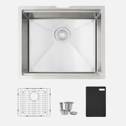 STYLISH Undermount 22 Inch Stainless Steel Single Bowl Workstation Kitchen Sink With Cutting Board In Black