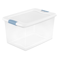 STERILITE 64 Qt Clear Plastic Stackable Storage Bin W/ Latch Lid, 18 Pack In White