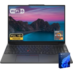 LENOVO Thinkpad E16, 16" Wuxga, Ryzen 5 7530U, 16GB Ram, 512GB SSD, Fp Reader, HDMI, Rj-45, Webcam, Wi-Fi 6, Win 11 Pro In Black