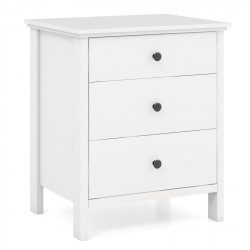SLICKBLUE 3-Drawer Wooden Nightstand Modern Bedside Table-White