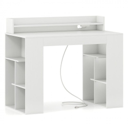 SLICKBLUE Computer Desk With Power Outlets And 2 Bookcases for Home Office Storage