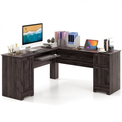 SLICKBLUE L-Shaped Desk With Storage Drawers And Keyboard Tray, Perfect for Office Setup