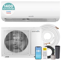 SERENELIFE 24, 000 Btu Mini Split Ac & Heater, 208V Wall-Mounted Indoor/outdoor Units, Wifi, Install Kit, Cools & Heats Rooms Up to 1400 Sq. Ft. –
