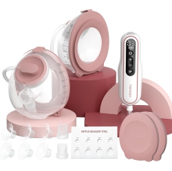 MOMCOZY Breast Pump V2 Pro Ultra-Lightweight, Hands-Free & Portable Wearable Pump \w Upgraded Integrated Doublefit Flange, Quiet & Leak-Proof