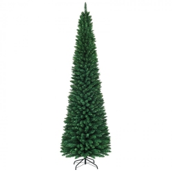 SLICKBLUE Tall Narrow Pvc Artificial Christmas Tree With Space-Saving Pencil Design
