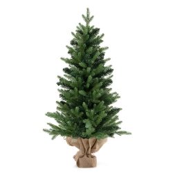 SLICKBLUE Mini Pre-Lit Artificial Christmas Tree With Burlap Base for Tabletop Display