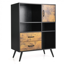 SLICKBLUE Industrial Buffet Sideboard Kitchen Cupboard With Cubbies Drawers-Rustic In Brown