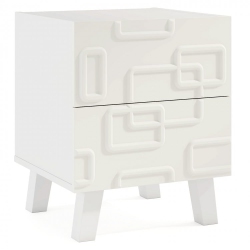 SLICKBLUE Modern Accent Nightstand – Side Table With Textured 3D Drawer Design
