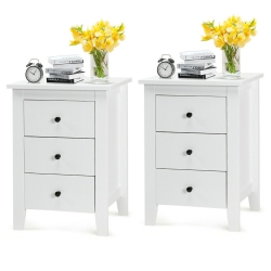 SLICKBLUE Set Of 2 Modern Nightstands – Wooden Bedside Cabinets With Drawers