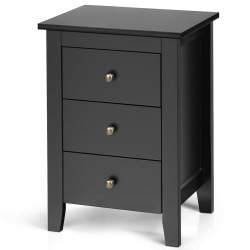 SLICKBLUE Contemporary Bedside Cabinet – Wooden Nightstand With 3 Drawers