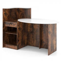 SLICKBLUE Modern Reception Desk With Oval Tabletop, Front Counter for Office Or Salon