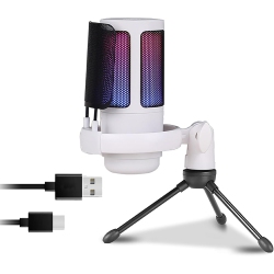 CHSSHA00 USB Microphone With Colorful Lights, Gaming Microphone for Streaming And With A Sturdy Base