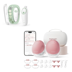 MOMCOZY Breast Pump Hands Free Upgraded Mobile Flow | M9, App Discreet Control Electric Breast Pump & Baby Nail File Electric, Gentle Baby Nail