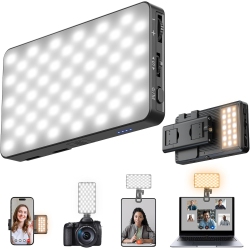 YOULIGHTS Video Conference Lighting Dual-Sided, Stepless Dial Adjustment, 3000Mah Rechargeable, Portable Clip-On Design