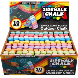 JOYIN Toy 120 Pack Giant Box Non-Toxic Jumbo Washable Sidewalk Chalk Set In 10 Colors (120 Pieces)