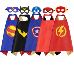 MIZZUCO Kids Costumes 5PCs Superhero Capes Set for Boys, Girls Dress Up Party Favors Birthday In Multicolor