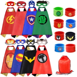 RIORAND Kids Dress Up Superhero Capes Set And Slap Bracelets Costumes Birthday Party Christmas Gifts (8-Pack Capes for Boys) In Multicolor