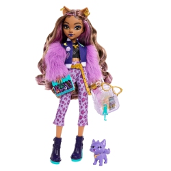 MONSTER HIGH Clawdeen Wolf Doll With Pet Dog Crescent And Accessories Like Backpack, Planner, Snacks And More