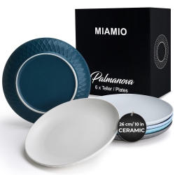 MIAMIO – Plates Set Of 6 / Modern Plate Set Made Of Ceramic/stoneware - Palmanova Collection (26 Cm, Ocean Blue)