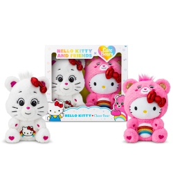 CARE BEARS Hello Kitty Loves Cheer Bear 10" Collectible Plush 2-Pack - Soft, Huggable Material