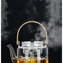 CUISILAND 1200Ml Removle Glass Filter New Tea-Steaming Method Borosilicate Glass Teapot (A)