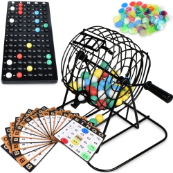 QUEENSELL Bingo Game for Adults - Best Board Game With Metal Cage, Balls Set, And Cards - Family Game for Large Groups
