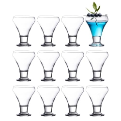 VIKKO Cocktail Glasses Set Of 12, Crystal Clear 6 Ounce Stemless Martini Glasses, Elegant Glasses for Martini, Vodka,